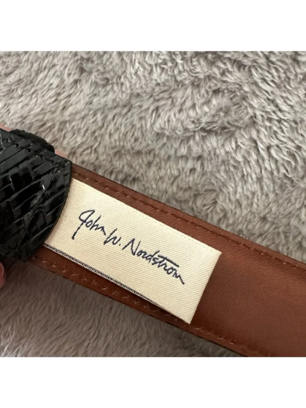 John W Nordstrom Black Textured Leather Belt Silver Buckle Mens 100/40 40